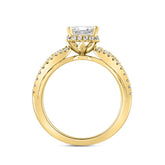 LADIES RING 2 1/2CT ROUND/BAGUETTE/EMERALD DIAMOND 14K YELLOW GOLD (CENTER STONE EMERALD DIAMOND 2.00CT)